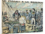 Illustration of French Soldiers Cooking Marengo Chicken by Anonymous