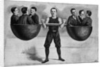 Illustration of a Circus Performer Lifting Six Men by Anonymous