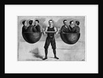 Illustration of a Circus Performer Lifting Six Men by Anonymous