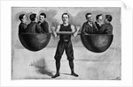 Illustration of a Circus Performer Lifting Six Men by Anonymous
