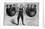 Illustration of a Circus Performer Lifting Six Men by Anonymous