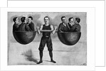 Illustration of a Circus Performer Lifting Six Men by Anonymous