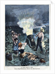 Illustration of a Farmer Firing a Cannon to Prevent Hailstones by Anonymous