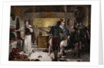 Illustration of Roman Soldiers Discovering a Christian Worshipper in Catacombs by Anonymous