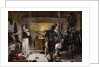 Illustration of Roman Soldiers Discovering a Christian Worshipper in Catacombs by Anonymous