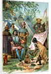 Illustration of Hernan Cortes Accepting Gifts from Montezuma by Anonymous