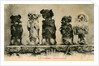 Five Dogs on their Hind Legs Standing in a Row by Anonymous