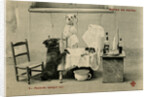 Sick Dog in Bed with Two Dogs Attending by Anonymous