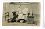 Sick Dog in Bed with Two Dogs Attending by Anonymous