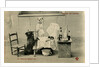 Sick Dog in Bed with Two Dogs Attending by Anonymous