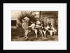 Poodle and Five Dogs Standing on their Hind Legs in a Line by Anonymous