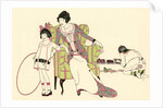 Illustration of Mother with Son and Daughter Playing Games by Harry Linnell