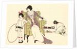 Illustration of Mother with Son and Daughter Playing Games by Harry Linnell