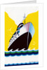 Broom label of Cruise Ship with Stylized Waves by Anonymous