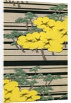 Illustration of Yellow and Green Trees with Cranes by Anonymous