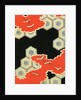 Illustration of Red Clouds with Cranes on a Black Background by Anonymous