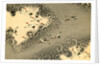 Illustration of Cranes Flying in Grey Clouds by Anonymous