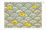 Illustration of Ducklings in a Stylized Waterscape by Anonymous