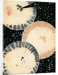 Illustration of Three Umbrellas in Snow by Anonymous