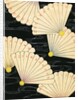 Illustration of White Fans on a Black Background by Anonymous