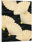Illustration of White Fans on a Black Background by Anonymous