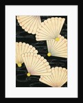 Illustration of White Fans on a Black Background by Anonymous
