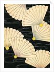 Illustration of White Fans on a Black Background by Anonymous