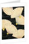 Illustration of White Fans on a Black Background by Anonymous