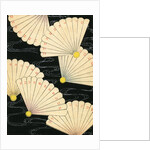 Illustration of White Fans on a Black Background by Anonymous