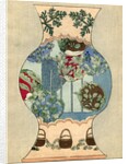 Illustration of Japanese Vase Design with Baskets and Foliage by Anonymous