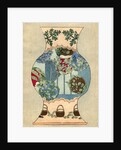 Illustration of Japanese Vase Design with Baskets and Foliage by Anonymous