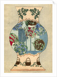 Illustration of Japanese Vase Design with Baskets and Foliage by Anonymous