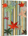 Illustration of Autumn Leaves on a Striped Background by Anonymous
