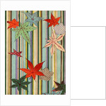 Illustration of Autumn Leaves on a Striped Background by Anonymous