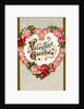 Valentine Greeting Postcard with Heart-Shaped Flower Garland by Anonymous