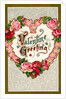 Valentine Greeting Postcard with Heart-Shaped Flower Garland by Anonymous