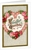 Valentine Greeting Postcard with Heart-Shaped Flower Garland by Anonymous
