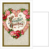 Valentine Greeting Postcard with Heart-Shaped Flower Garland by Anonymous