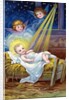 Loving Christmas Wishes Postcard with Christ Child in Manger by Anonymous