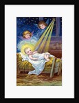 Loving Christmas Wishes Postcard with Christ Child in Manger by Anonymous