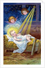 Loving Christmas Wishes Postcard with Christ Child in Manger by Anonymous