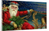 Christmas Greetings Postcard with Santa Claus Holding Reins by Anonymous