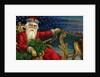 Christmas Greetings Postcard with Santa Claus Holding Reins by Anonymous