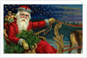 Christmas Greetings Postcard with Santa Claus Holding Reins by Anonymous