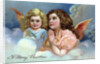 A Merry Christmas Postcard with Two Praying Angels by Anonymous