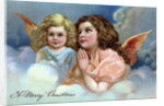 A Merry Christmas Postcard with Two Praying Angels by Anonymous