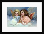 A Merry Christmas Postcard with Two Praying Angels by Anonymous