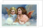 A Merry Christmas Postcard with Two Praying Angels by Anonymous