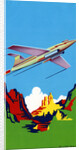 Broom Label of Fighter Jet Flying Over Canyon by Anonymous