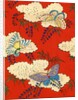 Illustration of Butterflies on Red and White Background by Anonymous